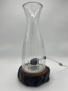 Clear Repurposed Vase; Natural Wood Epoxied