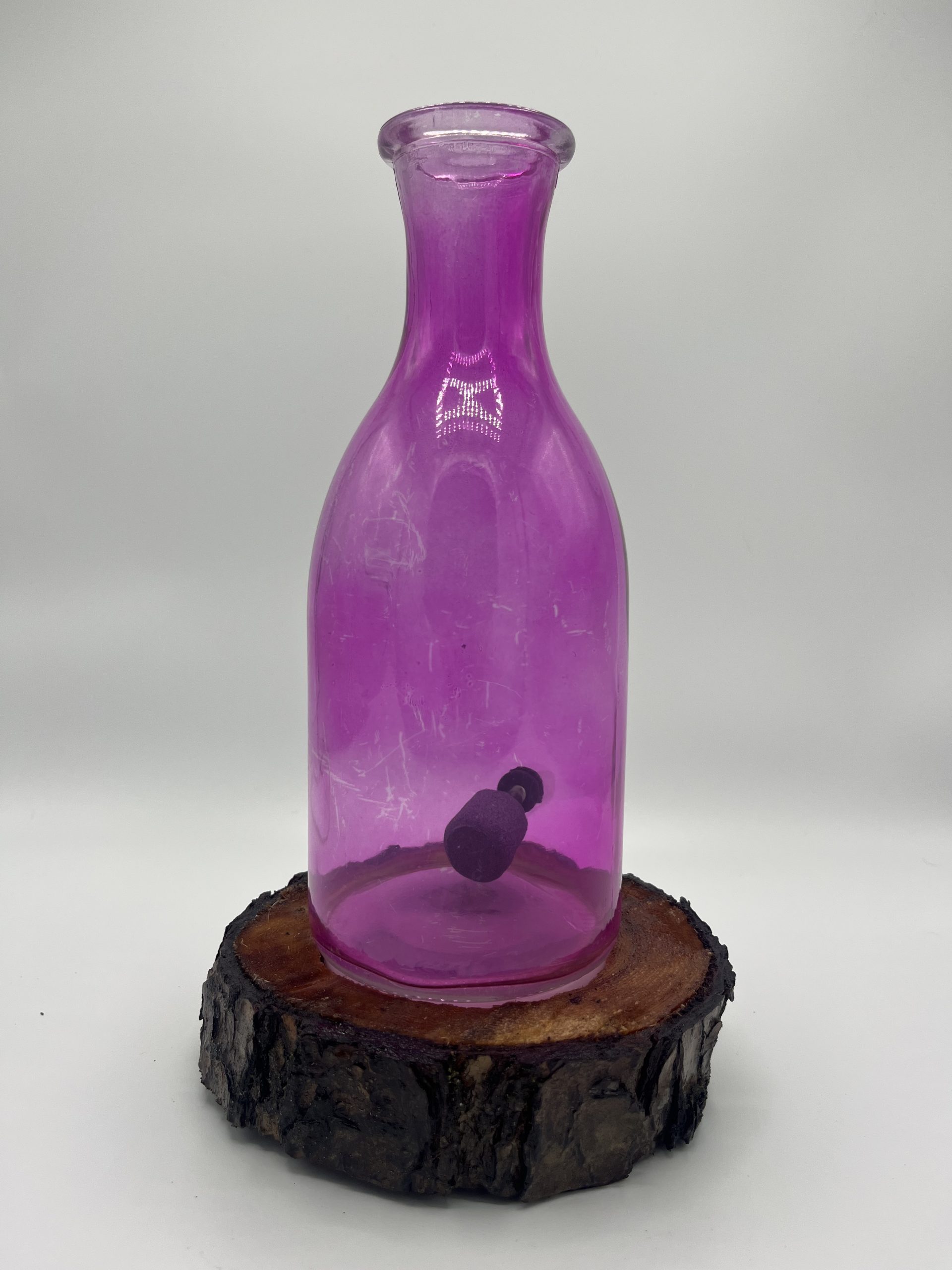 Pink Glass; Natural Wood Epoxied