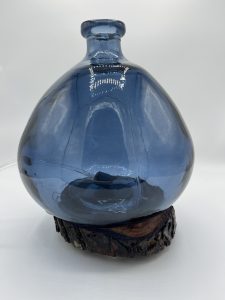 Large Blue Vase; Natural Wood Expoxied