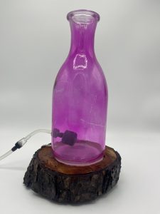 Pink Glass; Natural Wood Epoxied