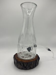 Clear Glass, Triangle Design; Natural Wood Epoxied 
